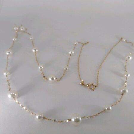 18金パールステーションネックレス切れの修理＠埼玉県所沢市スイショードー