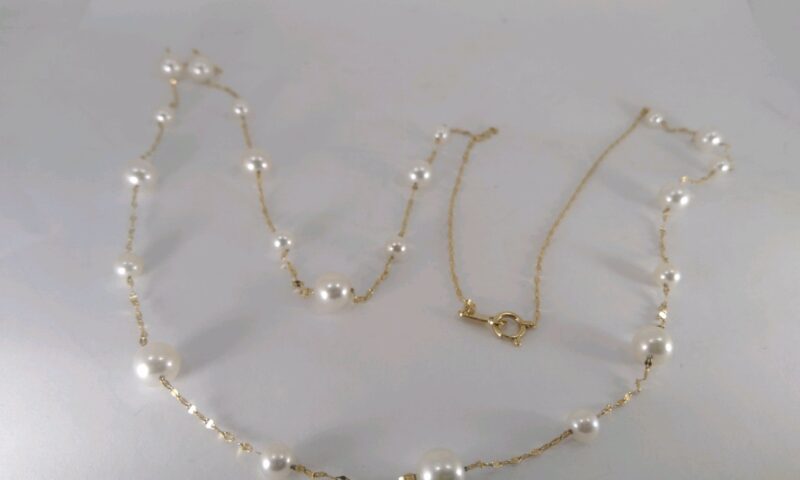 18金パールステーションネックレス切れの修理＠埼玉県所沢市スイショードー